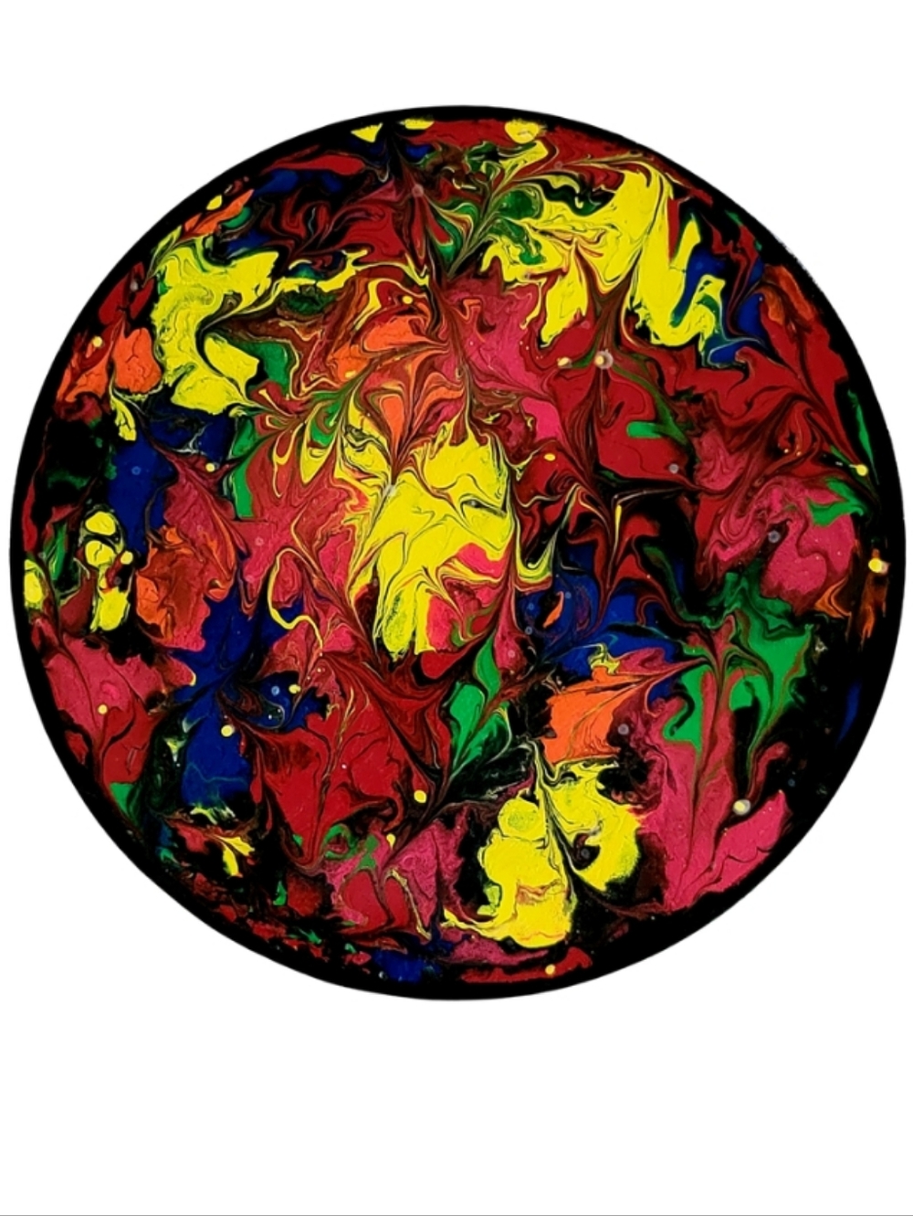 Hand Crafted Abstract Design Round 16 x 16 Inches Canvas Painting
